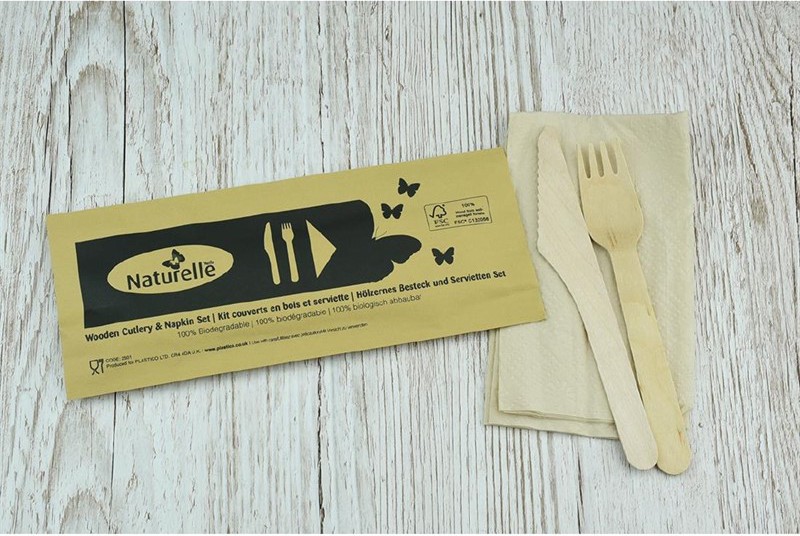  Gastronoble eGreen Einzeln verpacktes 3-in-1-Holzbesteck-Set (250 St&uuml;ck) 