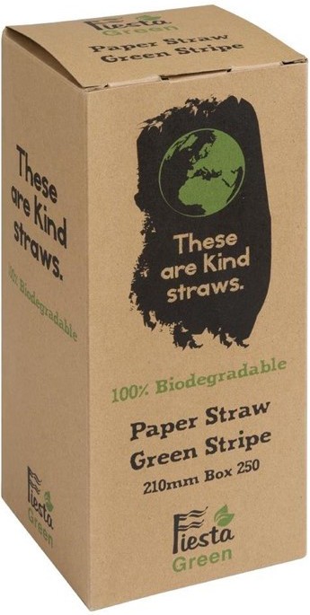  Fiesta Green Kompostierbare Papiertrinkhalme gr&uuml;n geringelt 