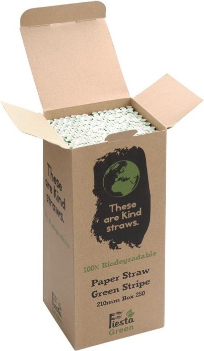  Fiesta Green Kompostierbare Papiertrinkhalme gr&uuml;n geringelt 