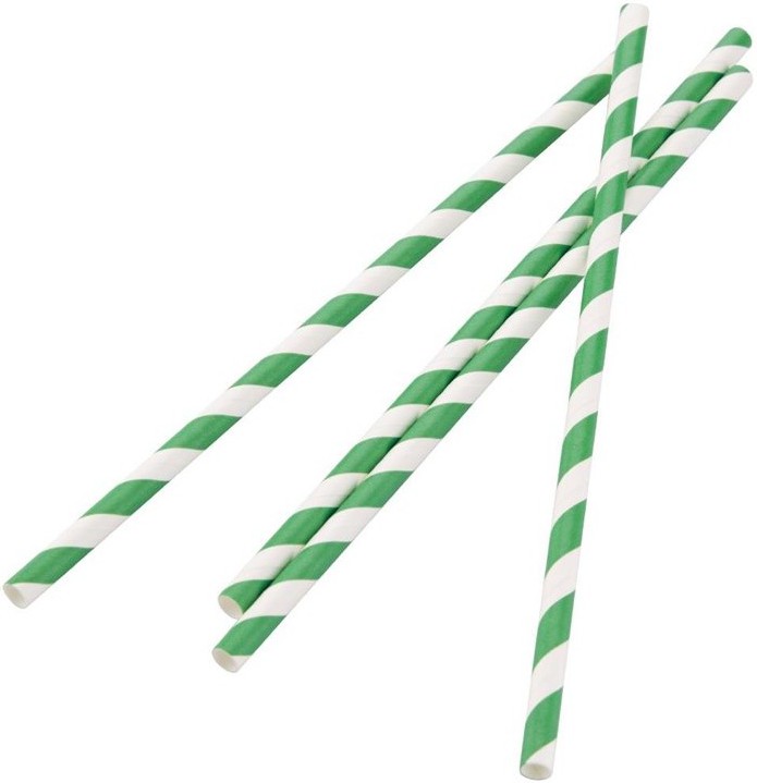  Fiesta Green Kompostierbare Papiertrinkhalme gr&uuml;n geringelt 