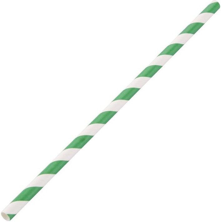  Fiesta Green Kompostierbare Papiertrinkhalme gr&uuml;n geringelt 