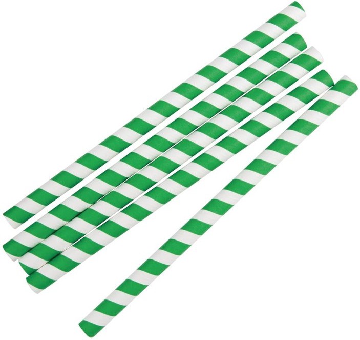  Fiesta Green Smoothie-Trinkhalm Papier gr&uuml;n gestreift 21cm 