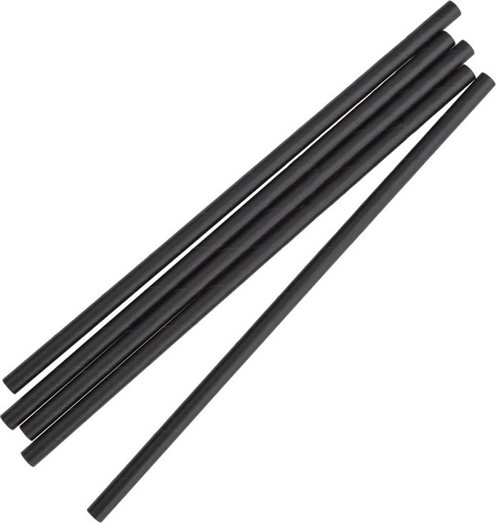  Fiesta Compostable kompostierbare einzeln verpackte Papierstrohhalme 21cm schwarz (250 St&uuml;ck) 