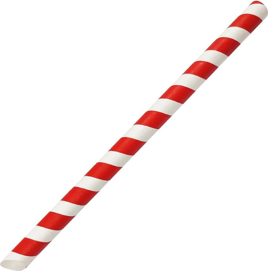  Fiesta Kompostierbarer Bubble Tea Strohhalm Rot & Wei&szlig; 12x210mm (150 St&uuml;ck) 