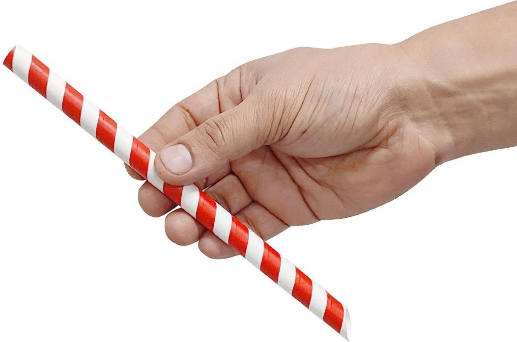 Fiesta Kompostierbarer Bubble Tea Strohhalm Rot & Wei&szlig; 12x210mm (150 St&uuml;ck) 