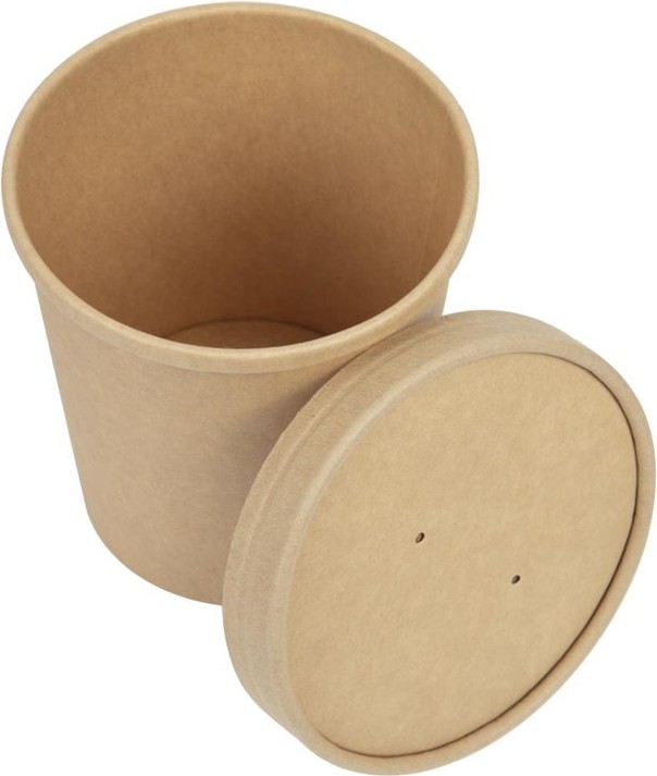  Colpac Recycelbar Kraft Microwavable Suppe Tasse Deckel 450ml Packung mit 500 