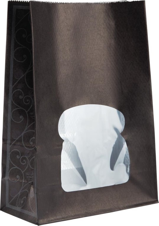 Colpac Recycelbare Sandwichtüten aus Papier mit Sichtfenster schwarz 