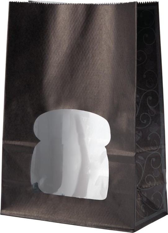 Colpac Recycelbare Sandwichtüten aus Papier mit Sichtfenster schwarz 
