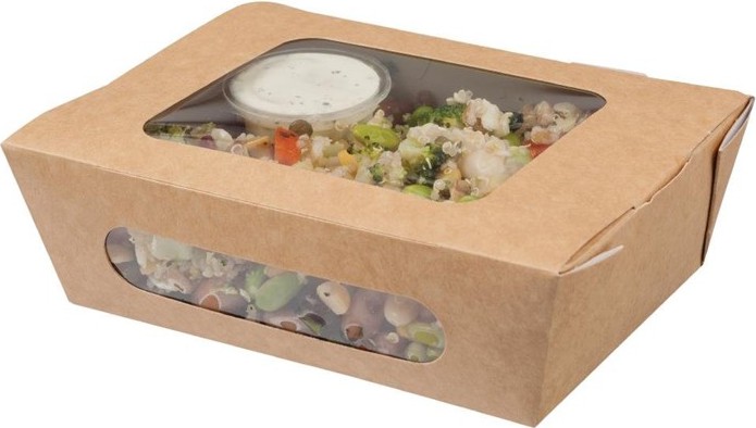  Colpac Zest Kompostierbare Salatboxen mit Sichtfenster 825ml 