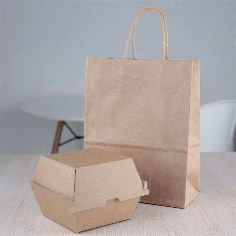  Fiesta Green kompostierbare Burgerboxen aus Kraftpapier gro&szlig; 112mm (150 St&uuml;ck) 