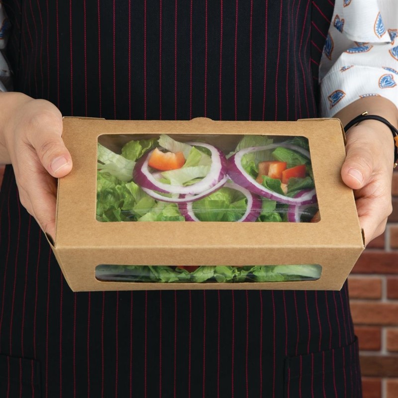  Fiesta Compostable kompostierbare Salatsch&uuml;sseln mit PLA-Fenstern 1200ml (200 St&uuml;ck) 
