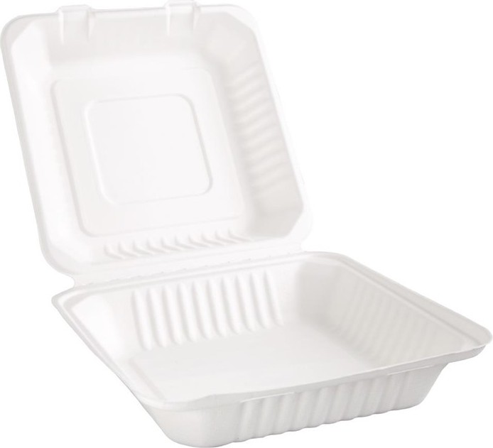  Fiesta Green kompostierbare Men&uuml;boxen aus Bagasse mit Klappdeckel 23,6cm (200 St&uuml;ck) 