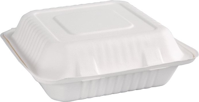  Fiesta Green kompostierbare Men&uuml;boxen aus Bagasse mit Klappdeckel 23,6cm (200 St&uuml;ck) 
