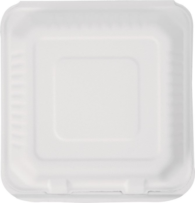  Fiesta Green kompostierbare Men&uuml;boxen aus Bagasse mit Klappdeckel 23,6cm (200 St&uuml;ck) 