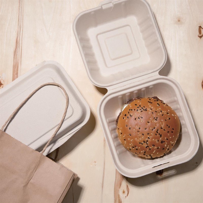  Fiesta Green kompostierbare Burgerboxen aus Bagasse 15,2cm (500 St&uuml;ck) 