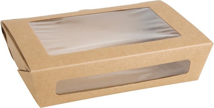  Fiesta Recycelbare Salatbox mit PET-Fenster 1200ml (Packung mit 150 St&uuml;ck) 
