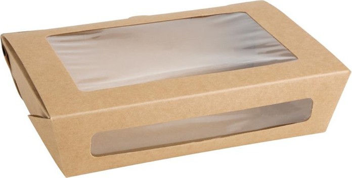  Fiesta Recycelbare Salatbox mit PET-Fenster 1200ml (Packung mit 150 St&uuml;ck) 