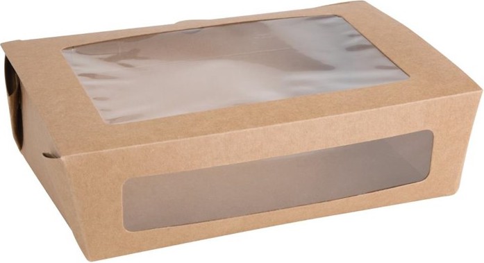  Fiesta Recycelbare Salatbox mit PET-Fenster 1600ml (Packung mit 100 St&uuml;ck) 