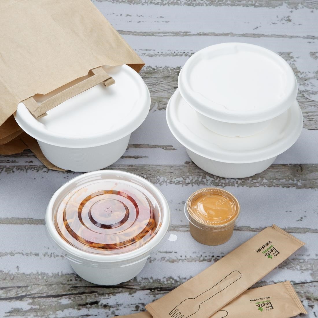  Fiesta Recyclable Fiesta Kompostierbare Bagasse Sch&uuml;ssel Basis 400ml (50 St&uuml;ck) 
