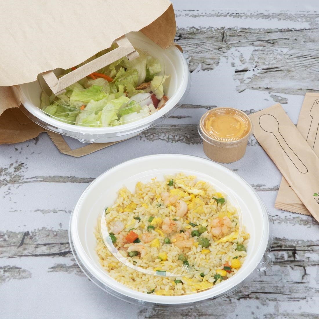  Fiesta Recyclable PET Lids f&uuml;r Poke Bowl Bases 24/32oz (50 St&uuml;ck) 