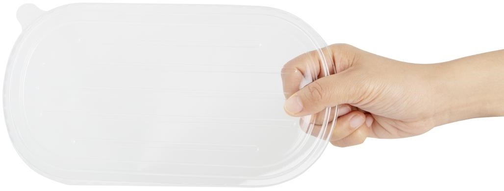  Fiesta Recyclable PET-Deckel f&uuml;r Bagasse-Ovalbeh&auml;lter (100 St&uuml;ck) 
