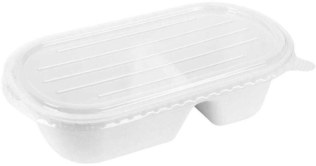  Fiesta Recyclable PET-Deckel f&uuml;r Bagasse-Ovalbeh&auml;lter (100 St&uuml;ck) 