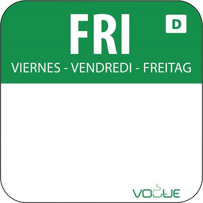  Vogue Selbstaufl&ouml;sende Lebensmittelrotationsetiketten Freitag 