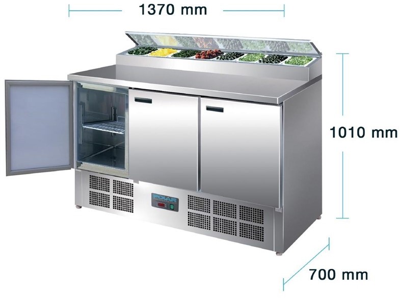 Polar Serie G gek&uuml;hlte Saladette und Pizzatisch 390 Liter 