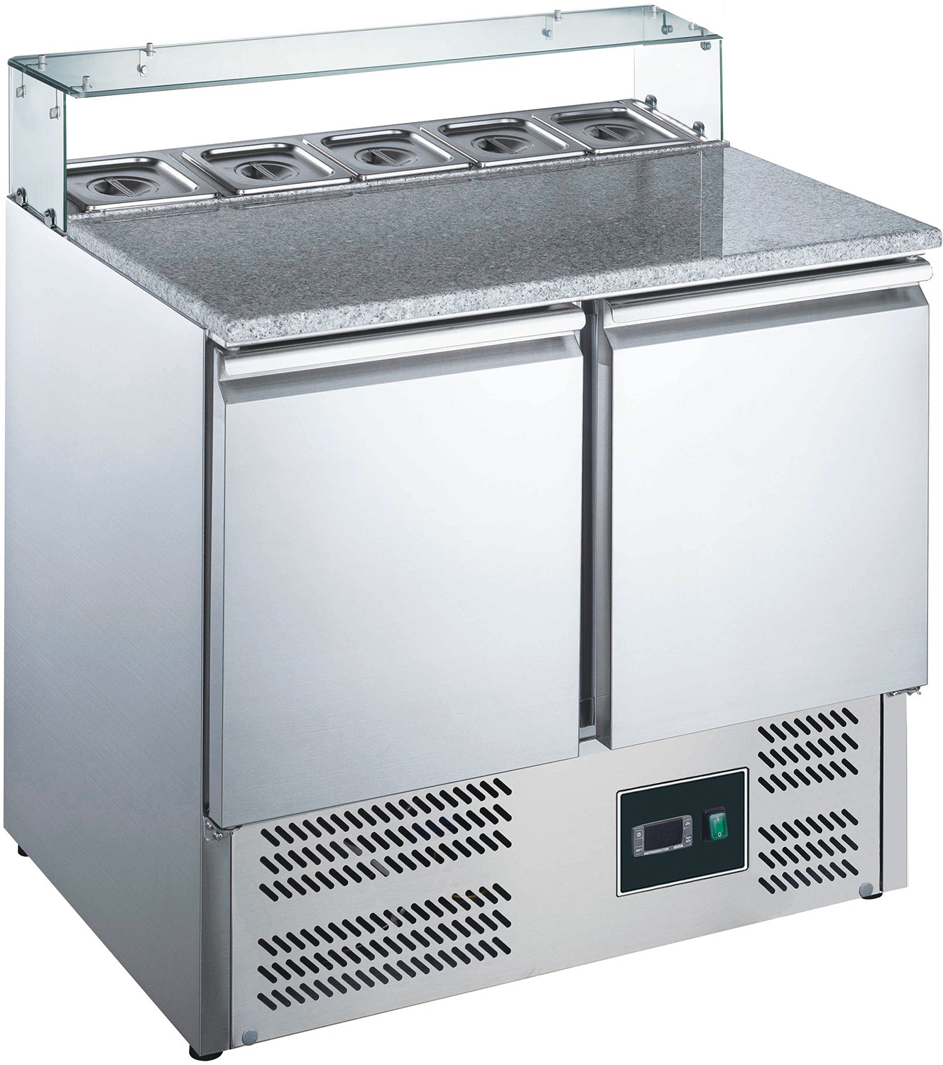  Saro Pizzatisch, 2 T&uuml;ren, Glasaufsatz,  Modell EPS 900G 