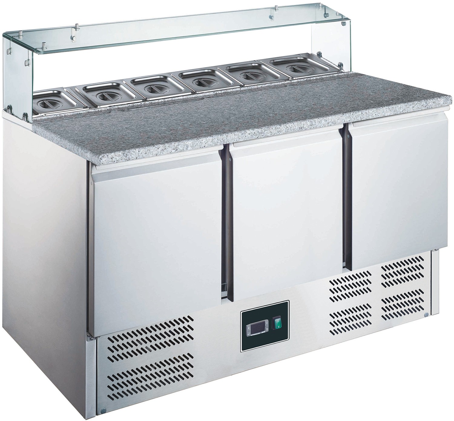  Saro Pizzatisch, 3 T&uuml;ren, Glasaufsatz,  Modell EPS 903 G 