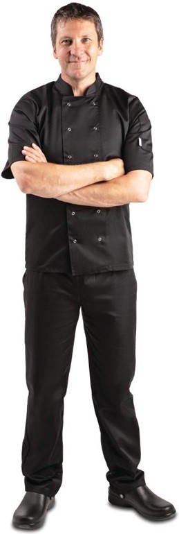  Whites Vegas Kochjacke kurze &Auml;rmel schwarz 