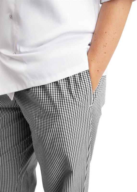  Whites Unisex Kochhose Easyfit schwarz wei&szlig; kleinkariert 