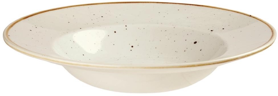  Churchill Stonecast, runde Sch&uuml;ssel mit breitem Rand, Gerstenwei&szlig;, 280 mm (12 St&uuml;ck) 