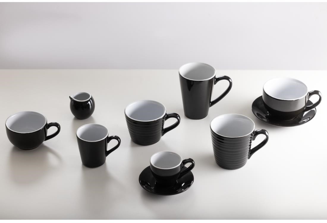  Olympia Cafe Latte Tasse Schwarz - 340ml (12 St&uuml;ck) 