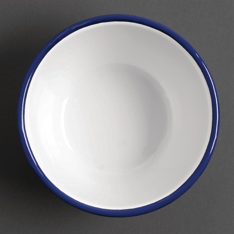  Olympia emaillierte Dessertschalen weiß-blau 7,5cm 