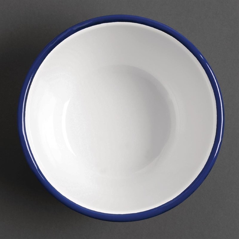  Olympia emaillierte Dessertschalen wei&szlig;-blau 7,5cm 