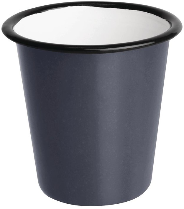  Olympia emaillierte Becher grau-schwarz 31cl 