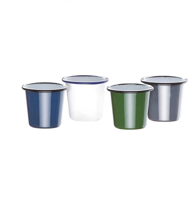 Olympia emaillierte Becher grau-schwarz 31cl 