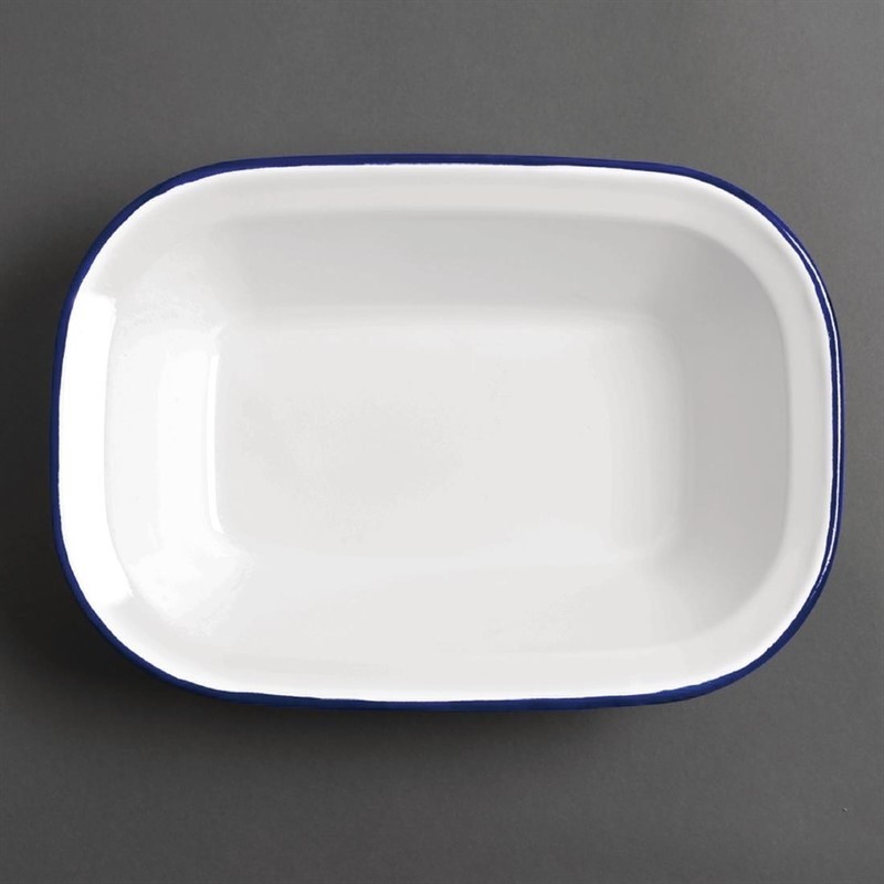  Olympia rechteckige Speiseschale wei&szlig;-blau 19 x 28cm 