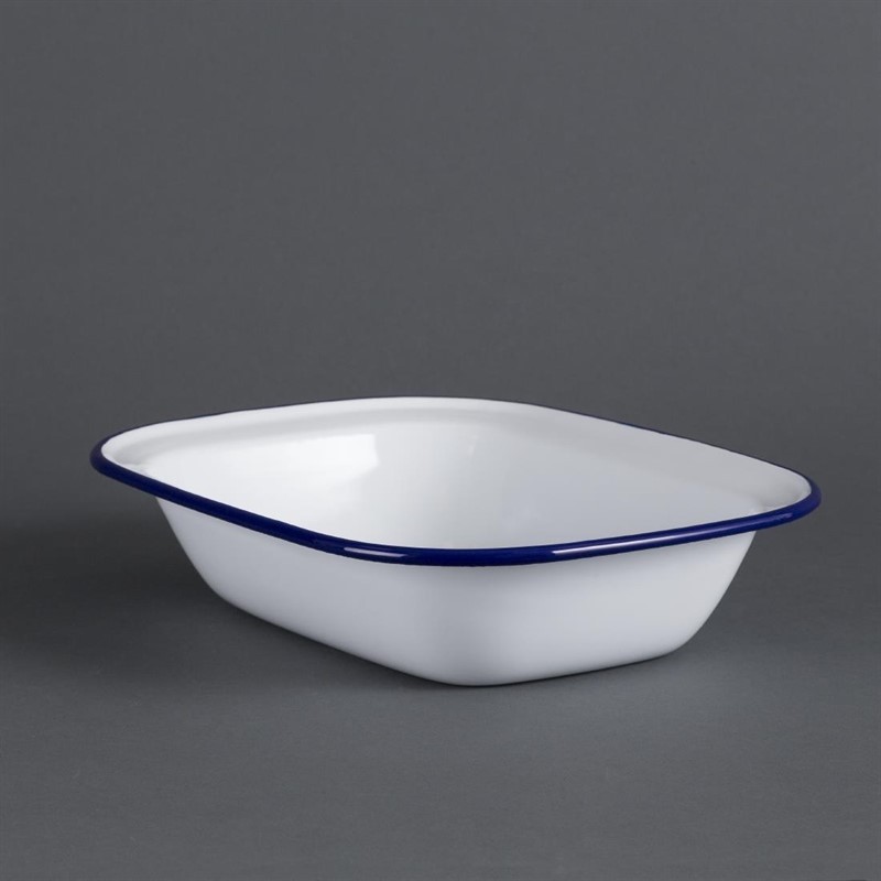  Olympia rechteckige Speiseschale wei&szlig;-blau 19 x 28cm 