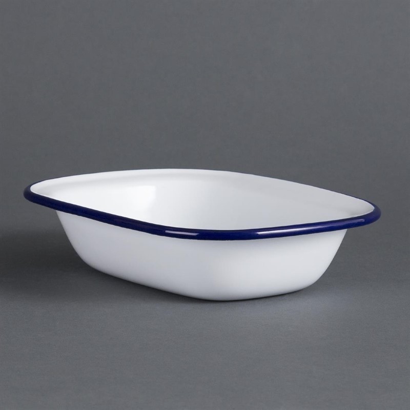  Olympia rechteckige Speiseschale wei&szlig;-blau 13,5 x 18cm 