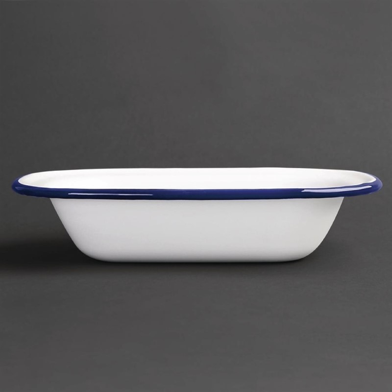  Olympia rechteckige Speiseschale wei&szlig;-blau 13,5 x 18cm 