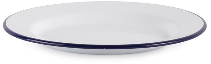  Olympia emaillierte Essteller wei&szlig;-blau 24,5cm 