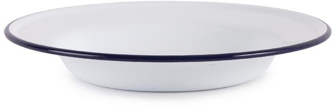  Olympia emaillierte Suppenteller wei&szlig;-blau 24,5cm 
