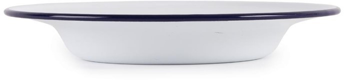  Olympia emaillierte Suppenteller weiß-blau 24,5cm 