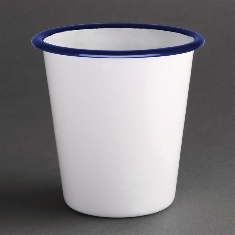  Olympia emaillierte Becher wei&szlig;-blau 31cl 