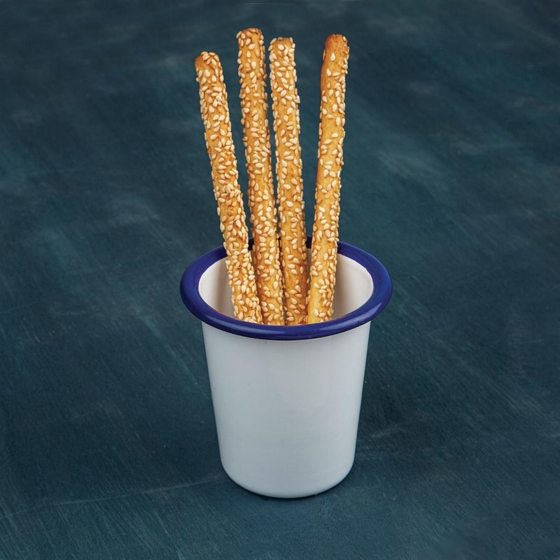  Olympia emaillierte Becher wei&szlig;-blau 31cl 