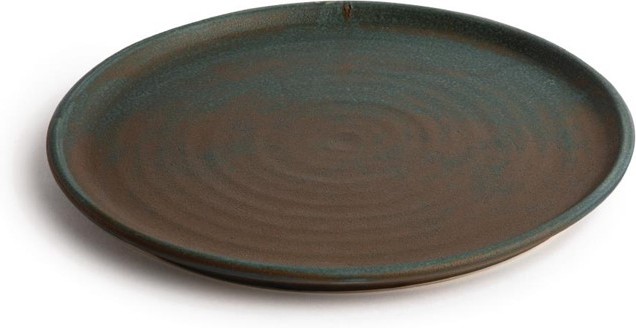  Olympia Canvas runder Teller mit schmalem Rand dunkelgr&uuml;n 26,5cm 