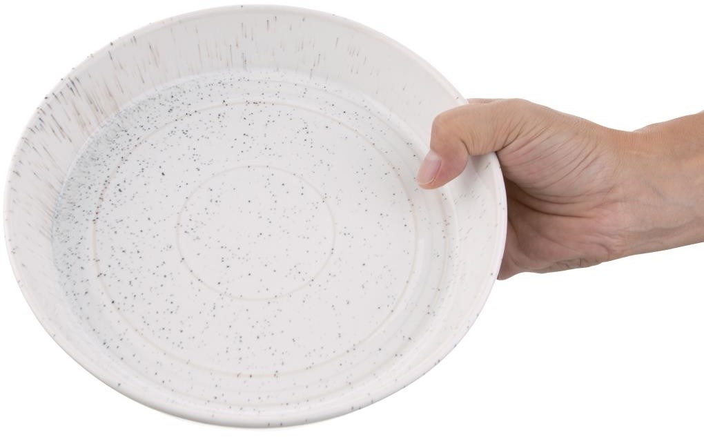  Olympia Cavolo Flache runde Schale wei&szlig; gesprenkelt 220mm (4 St&uuml;ck) 