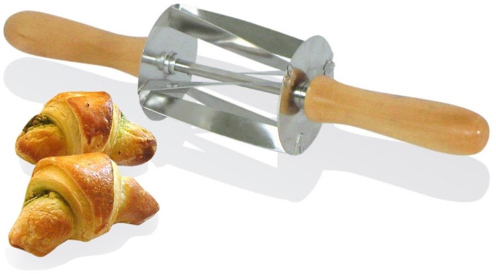  Tellier Gobel Edelstahl Mini Croissant Roller Schneider mit Holzgriff 345x75x75mm 